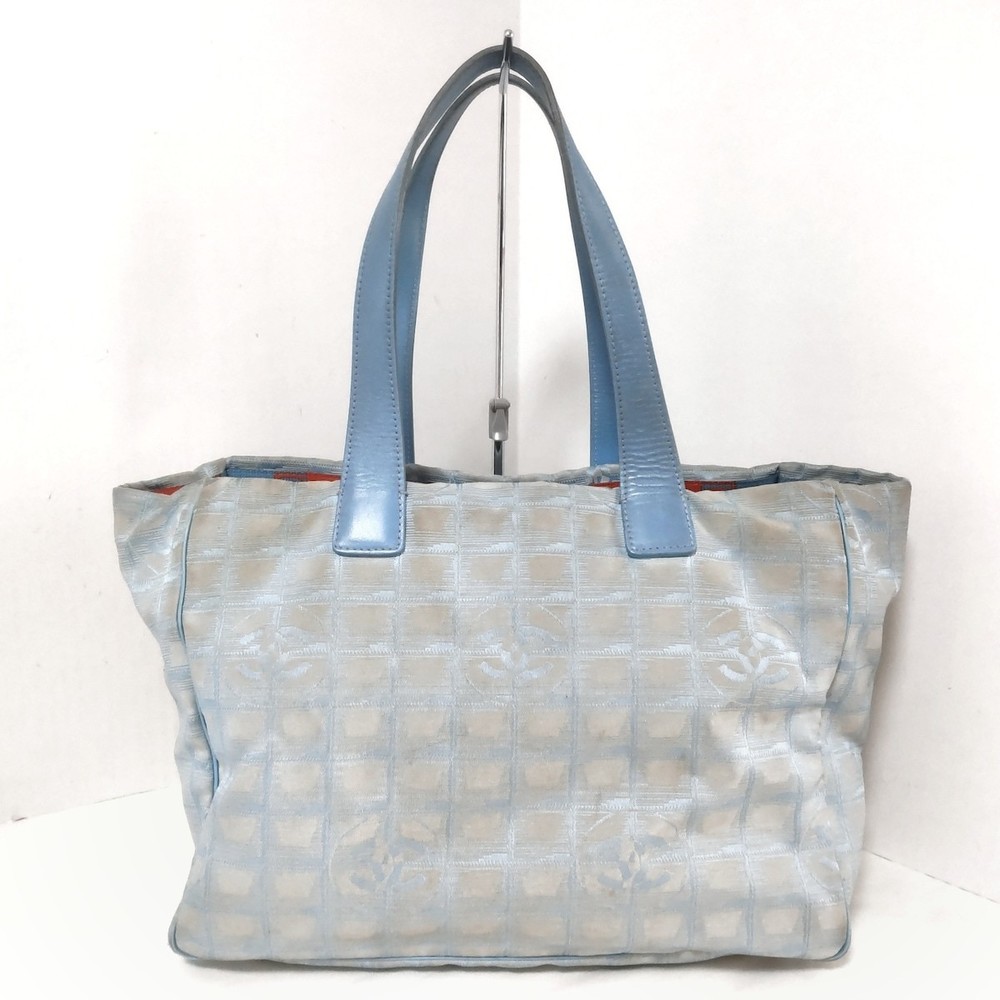 CHANEL New Travel Line Tote MM Tote Bag Blue NylonLeather Women